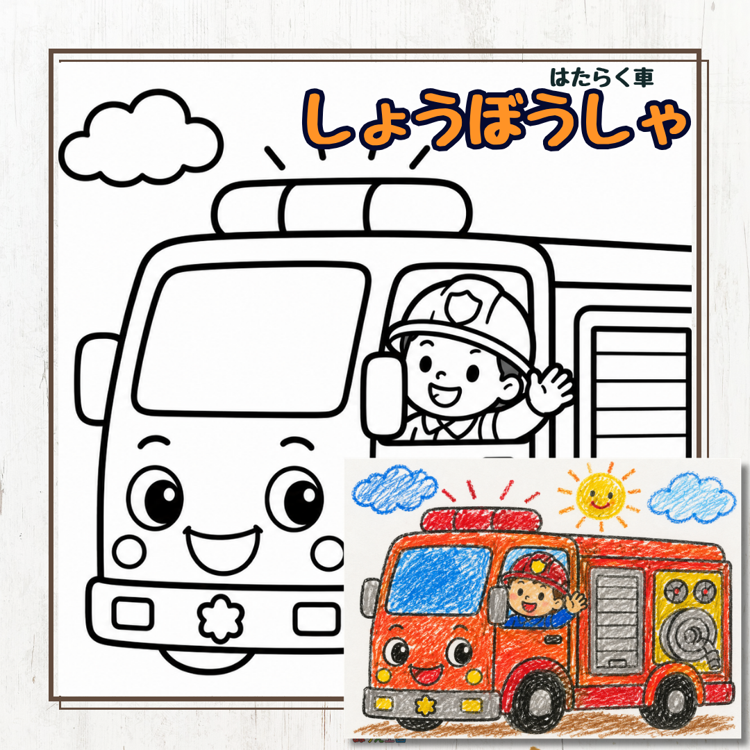 【無料ダウンロード】消防車のぬりえ｜はたらく車が大好きなキッズへ！