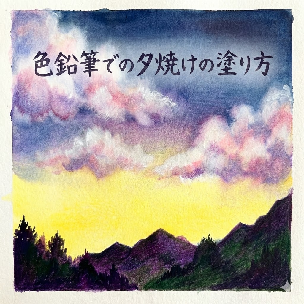 色鉛筆での夕焼けの塗り方