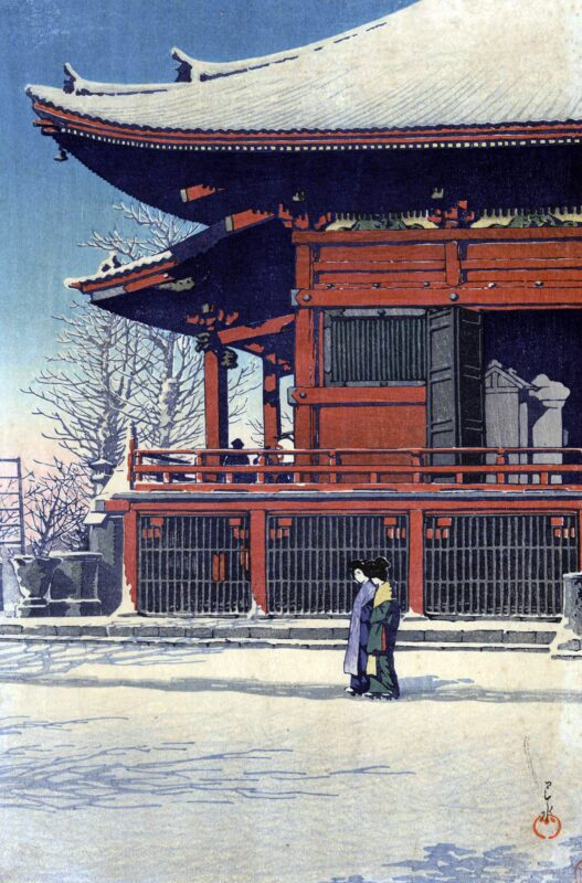 川瀬巴水 「東京二十景 浅草観音の雪晴」 （1926）