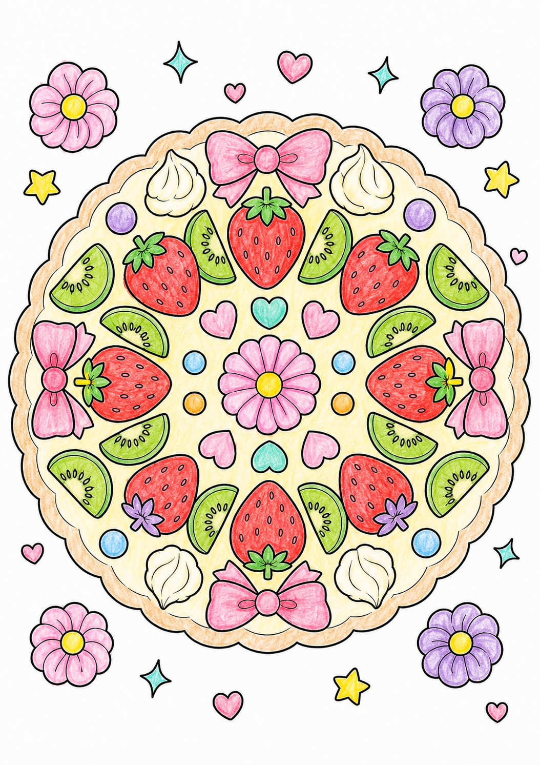 ケーキ曼荼羅のぬり絵見本1