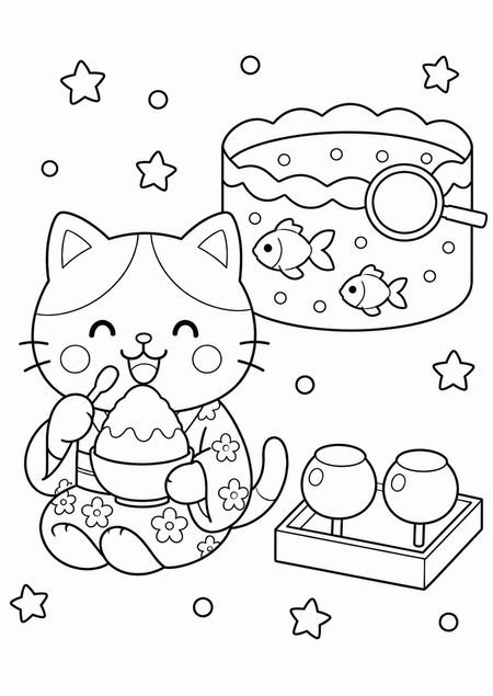 お祭りの思い出の塗り絵サムネイル