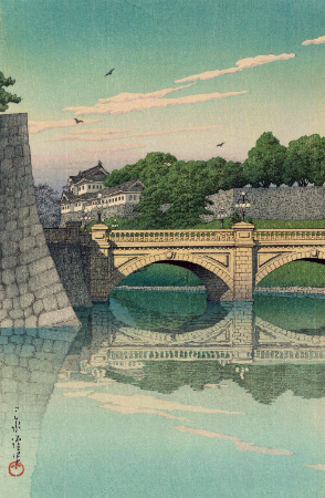 川瀬巴水、二重橋の朝の元絵のサンプルへのリンク