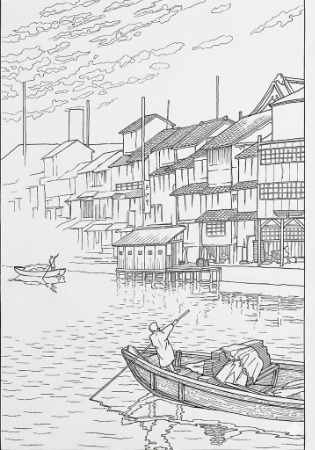 川瀬巴水、大坂道頓堀の朝の高画質版の画像へのリンク