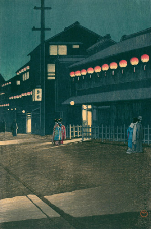 川瀬巴水　大坂宗右衛門町乃夕のオリジナルの塗り見本