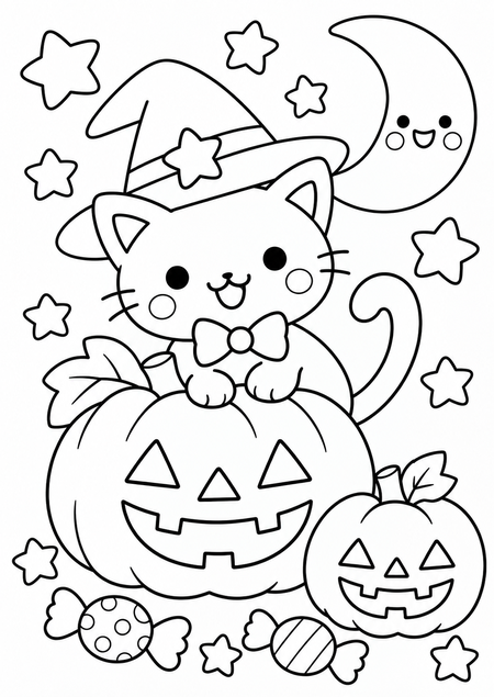 ハロウィンのおばけ塗り絵サムネイル