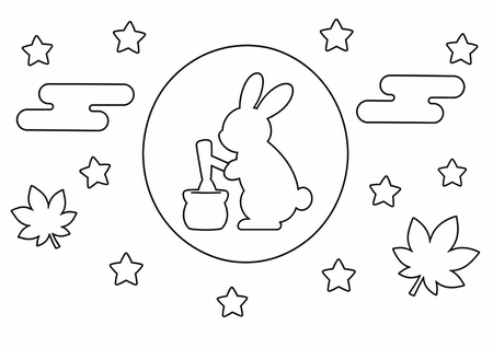 月のうさぎのお月見塗り絵サムネイル