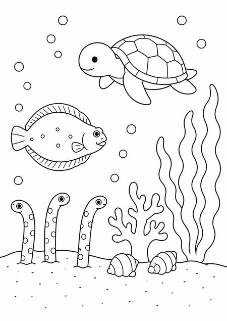 海の仲間たち塗り絵サムネイル