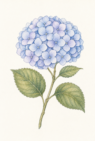 ブルー系の紫陽花の塗り見本