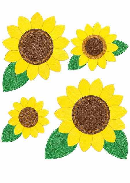 ひまわりの花と葉っぱの塗り見本1