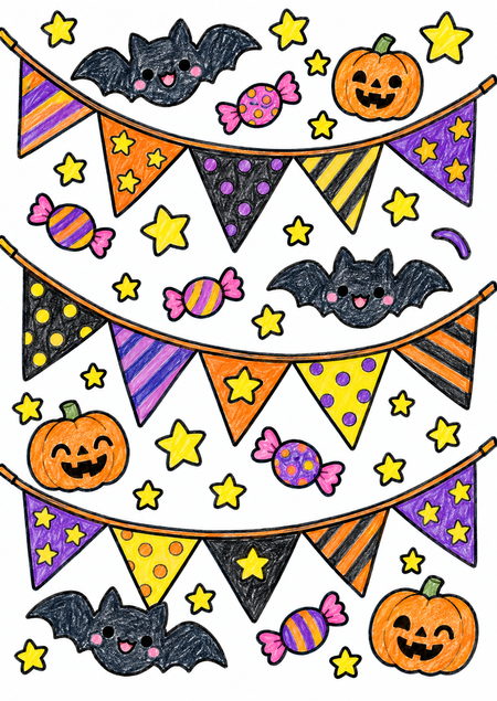 ハロウィンガーランドの塗り見本1