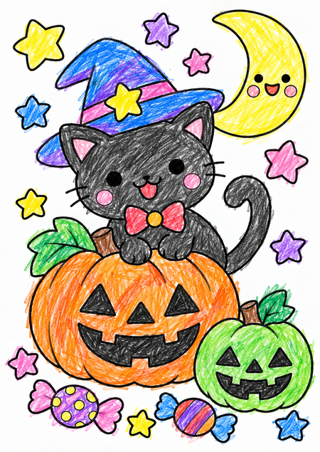 ハロウィンのおばけ塗り見本1