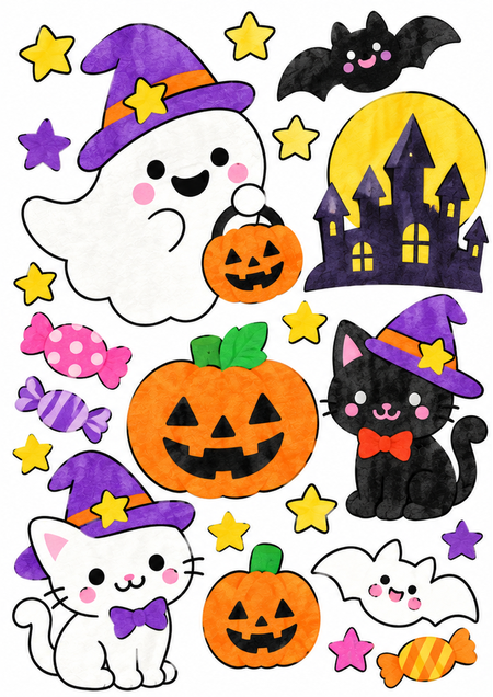 ハロウィンのおばけ塗り見本1