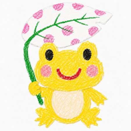 黄色のカエルの塗り絵見本