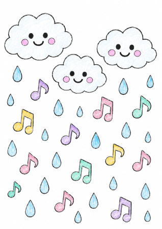 雲と雨粒（かえるのうた）の塗り見本2