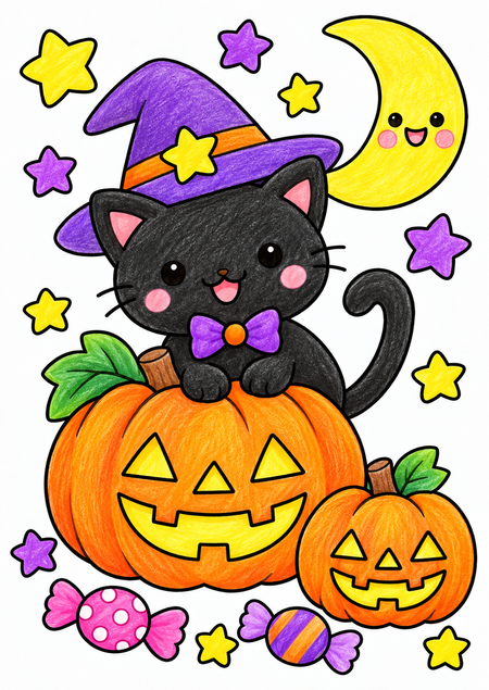 ハロウィンのおばけ塗り見本2