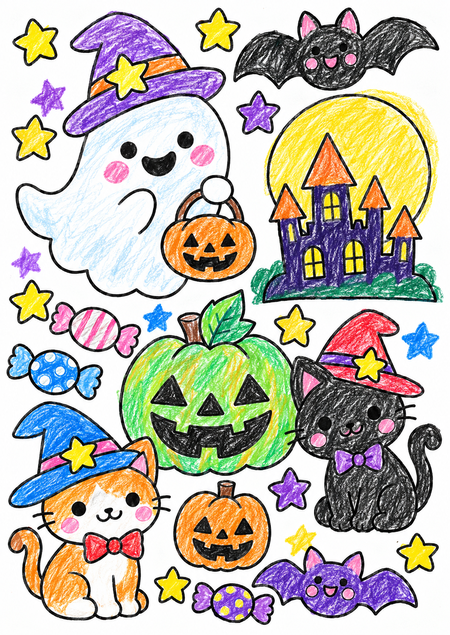 ハロウィンのおばけ塗り見本2