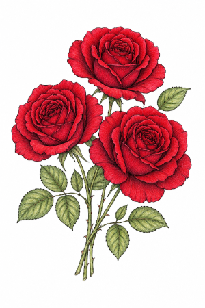 赤いバラの塗り見本