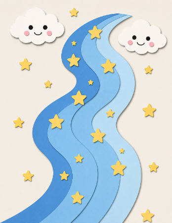 青い天の川と星の壁面飾り