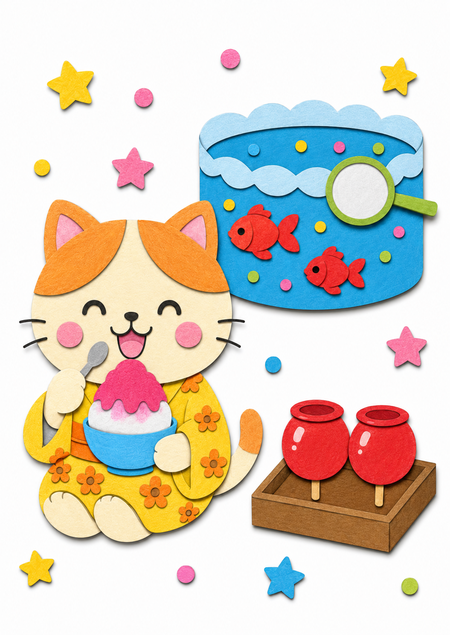 お祭りの思い出の壁面飾りパターン2