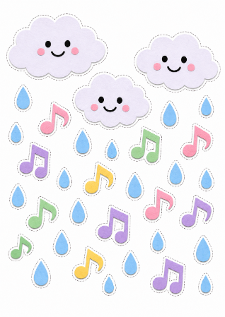 おそろい壁面飾り(雲と雨粒・かえるのうた)その2