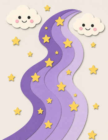 紫の天の川と星の壁面飾り