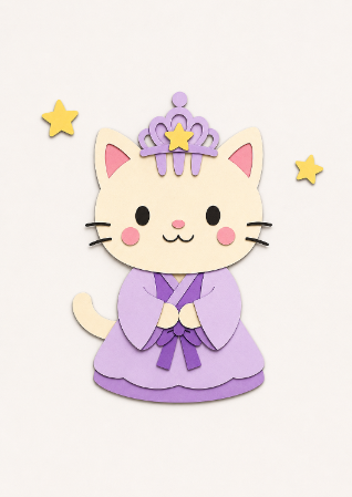 紫の羽衣をまとった七夕のねこ姫さまの塗り見本