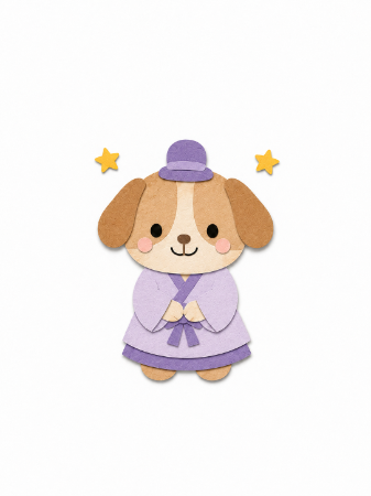 紫の着物を着たワンちゃんの彦星さまの壁面飾り