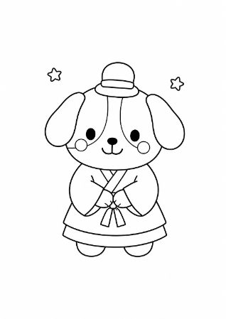 ワンちゃんの彦星さまの無料塗り絵と壁面飾り